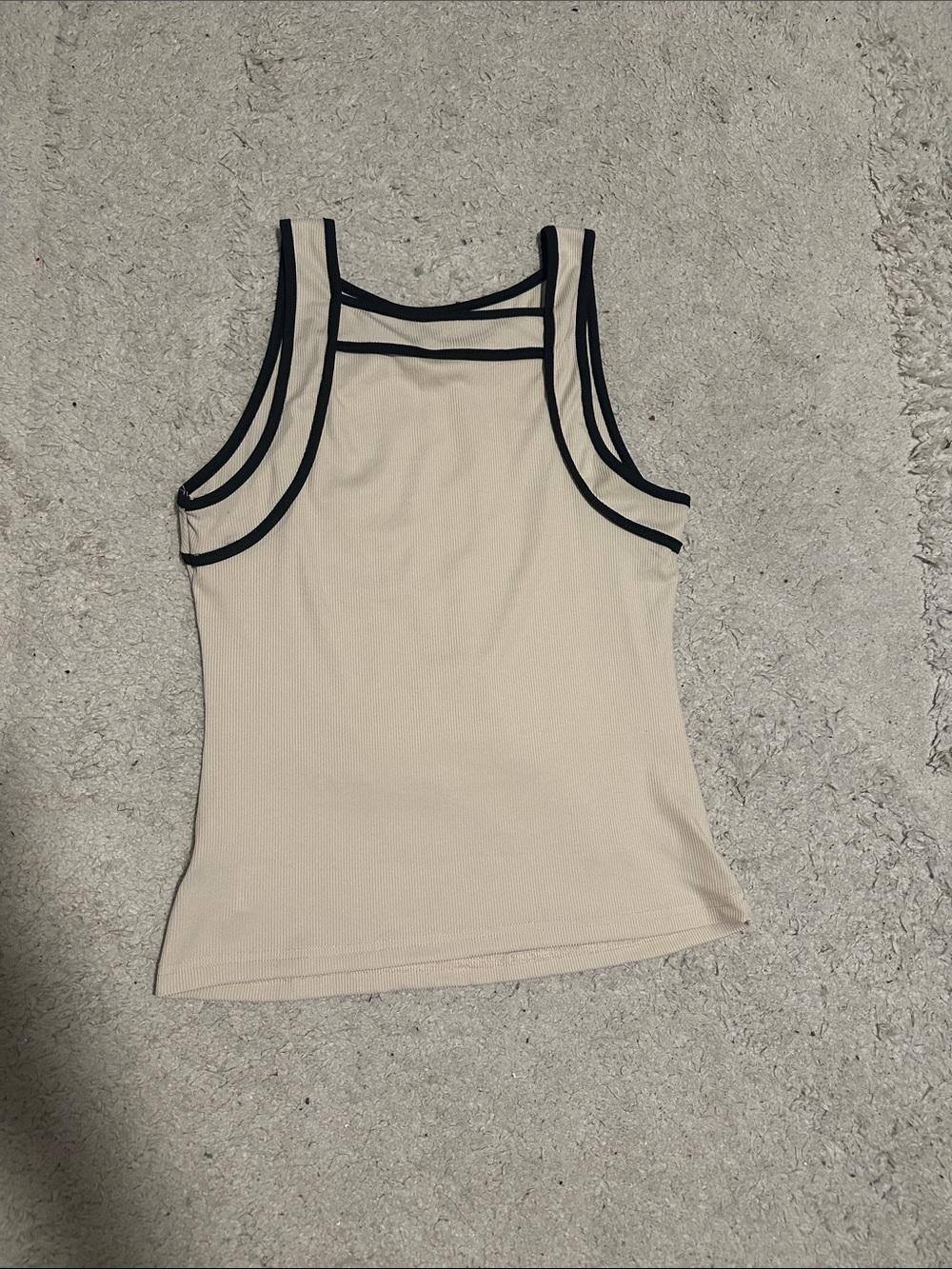 SHEIN Cream Tank Top with Black Trim Accents